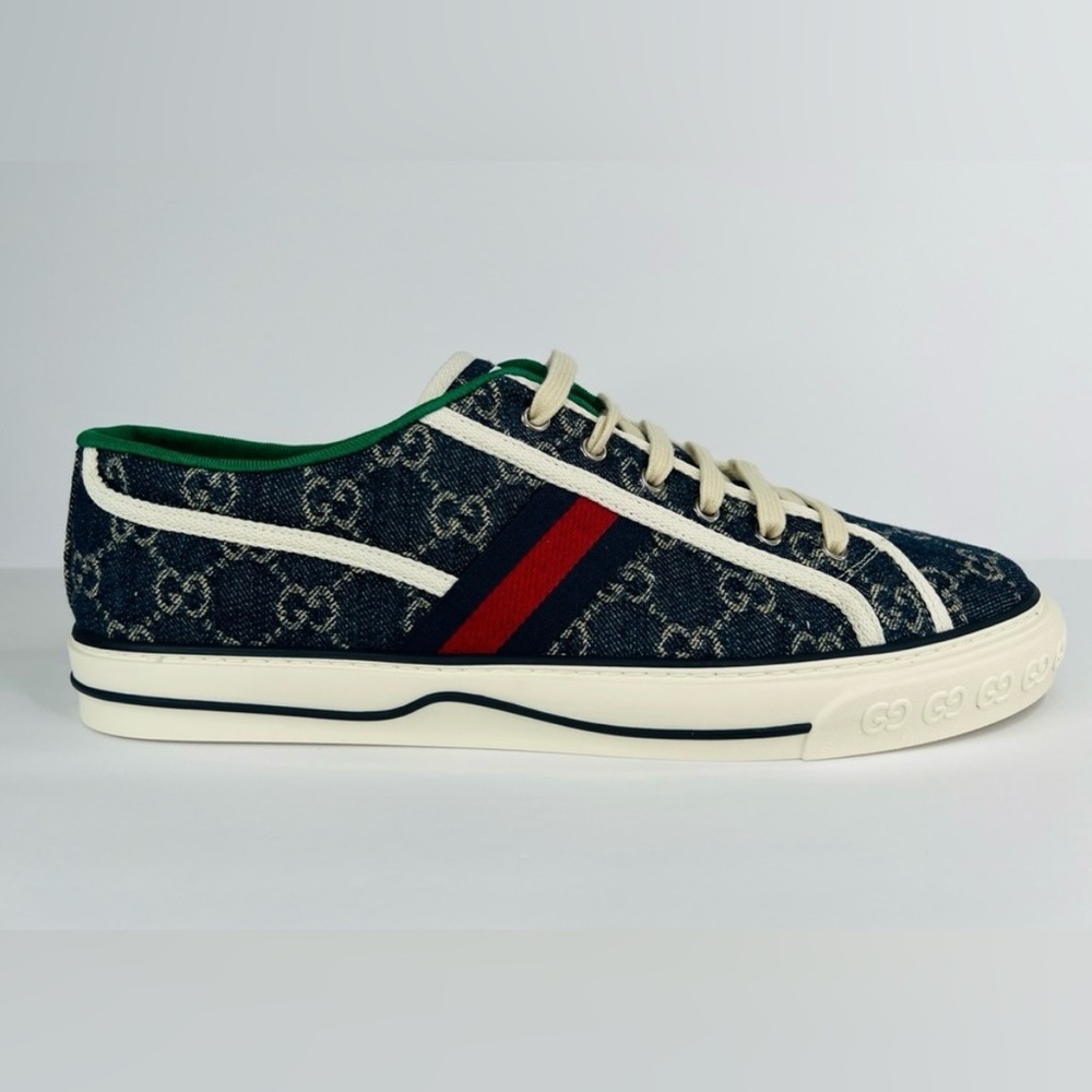 Gucci Tennis 1977 GG Supreme Denim Jacquard Logo Sneaker G 13 - US 13.5 - EU 47 - Picture 8 of 11